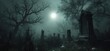 Ghostly Nighttime Cemetery Visit Generative AI