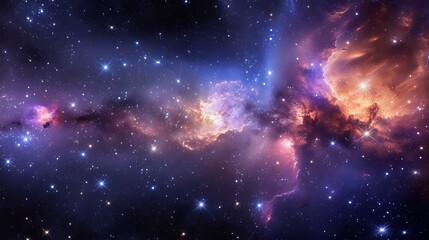 celestial dreamscape cascading stars, cosmic clouds, swirling galaxies in mesmerizing panorama.