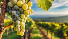 grape riesling wine grape on grapevine in vineyard on grapevine