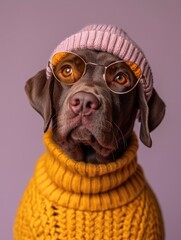 Wall Mural - Labrador Retriever dog portrait with high necked sweater, showcasing innovative and fashionable beauty trends