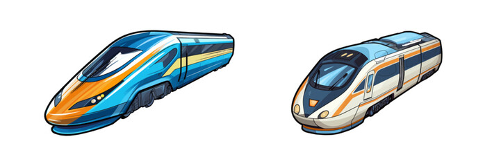 Two Trains Side by Side Drawing. Cartoon vector