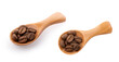 Coffee beans in spoon isolated on white background with clipping path