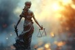 Bronze statue of Lady Justice symbolizes law, equality, and judicial balance in courtrooms.
