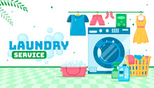 Laundry Service Composition In Flat Design