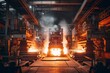A Detailed View of an Annealing Furnace in an Industrial Setting, Highlighting the Intricate Machinery and the Vast Factory Background