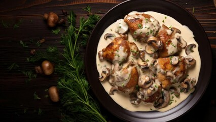 Poster - Delicious Plate of Chicken with Mushroom Sauce