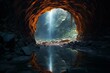 Spectral Portal cave holographic. Carmen cenote. Generate Ai