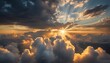 sun rays through the clouds, sunset, golden hour, blue sky with clouds, clouds in the sky, panoramic view of clouds, cloud background