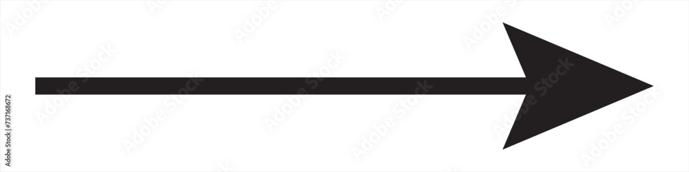 Straight long right vector arrow icon. Black arrow vector .