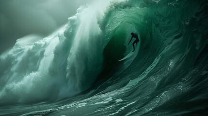 Poster - Surfer on huge wave.