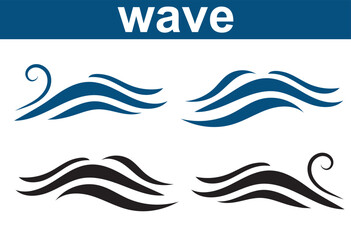 Wall Mural - Sea wave icon set. Water logo, line ocean symbol in vector flat. Water outline symbol. Sea and Ocean signs 