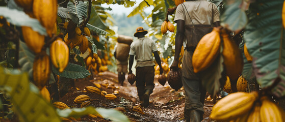 cocoa harvesting explore a busy cocoa plantation where workers harvest cocoa pods and carry out agri