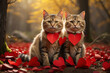 Cats bring hearts on Valentine's Day