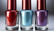 Glamourous women paint shiny, elegant nails with colorful beauty products generated by AI