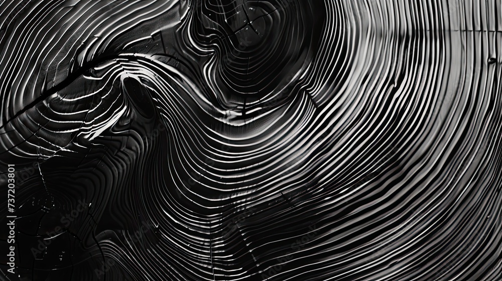 black and white sketch of a black wood floor with curves, in the style ...