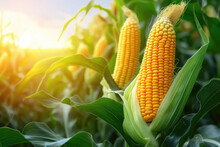 Corn On The Cob In Field