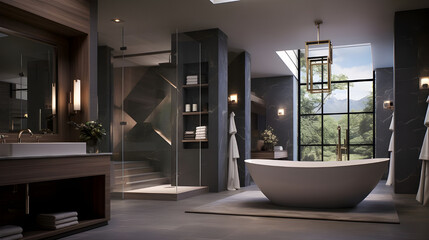 Wall Mural - modern bathroom with interior