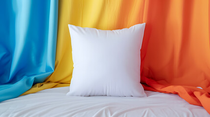 Wall Mural - Blank white pillow on colorful background