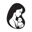 Mother with her baby, silhouette, mother's day, baby care icon