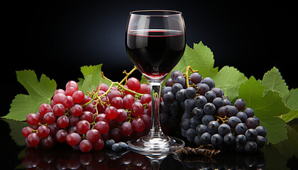 Wall Mural - Fresh grape wine, nature gourmet refreshment in a glass generated by AI