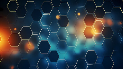 Digital technology hexagon cyber security concept, blue technology background