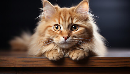 Poster - Cute kitten sitting, looking at camera with charming curiosity generated by AI