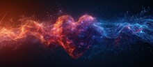 Low Poly Heart Beat 3D Wave On Dark Background