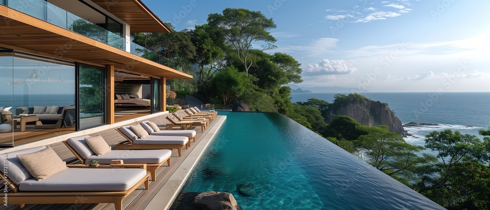 beautiful luxury resort with swimming pool terrace, tropical island ...