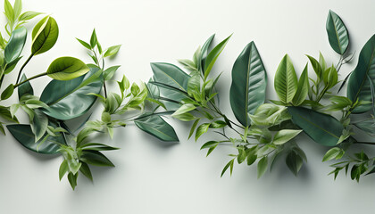 Wall Mural - Freshness of nature growth in a green botanical wallpaper design generated by AI