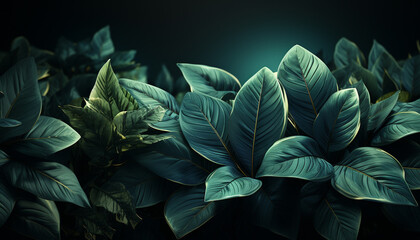 Canvas Print - Freshness of nature in vibrant colors, a close up of leaves generated by AI