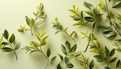 Wall Mural - Freshness of nature in abstract botanical illustration, vibrant green backdrop generated by AI