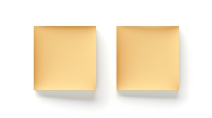 Two Gold square Paper Notes on a white Background. Brainstorming Template with Copy Space