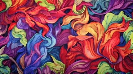 Wall Mural - a colorful abstract painting with very colorful swirls