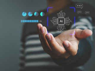 Wall Mural - digital ai technology, global internet connectivity with artificial intelligence technology future t
