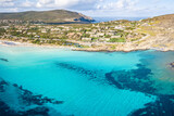 Fototapeta Natura - Aerial view La Pelosa beach Sardinia island, Italy.