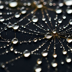 Wall Mural - Macro shot of water droplets on a spiders web. 