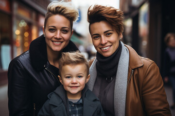 Poster - AI generated picture of cheerful positive people colleagues walking and traveling together