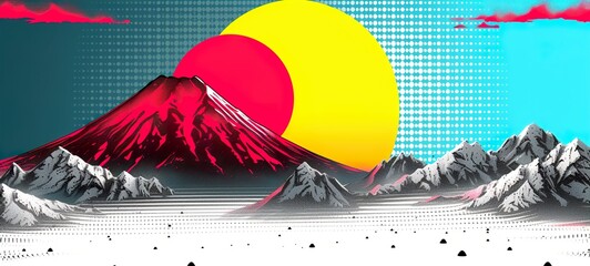 Wall Mural - sun and mountain