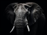 Fototapeta Sypialnia - elephant head close up on monochrome black background style