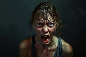 Poster - portrait of a woman screaming revenge