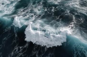 Aufkleber - background of dark sea blue water waves from above