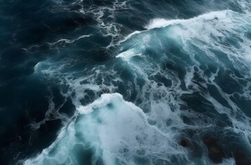 Aufkleber - background of dark sea blue water waves from above