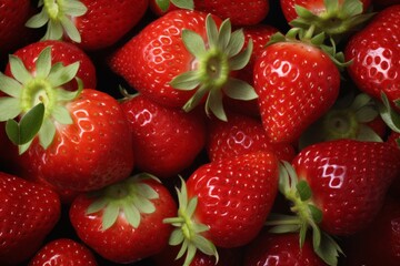 Wall Mural - A close-up of sweet, red strawberries