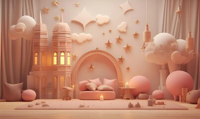 cute 3d ramadan day cqopy space