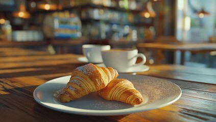 Wall Mural - Croissant and coffee