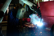 metal worker, molder on duty, industrial work. molding metals