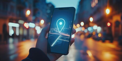 Navigate with Ease. Phone Screen Concept Featuring Location Pin Icon for Effortless Navigation.