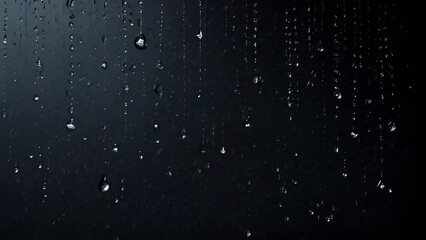 Wall Mural - Water droplets on mat black background, template and background mock-up.