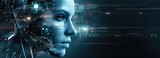 Fototapeta Do przedpokoju - Artificial intelligence technology, machine learning, data exchange, Industry 4.0. Innovative futuristic robot