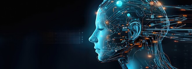 Artificial intelligence, smart technology, machine learning, brain artificial intelligence structure synchronization on the network, working on future business, coding and software development.